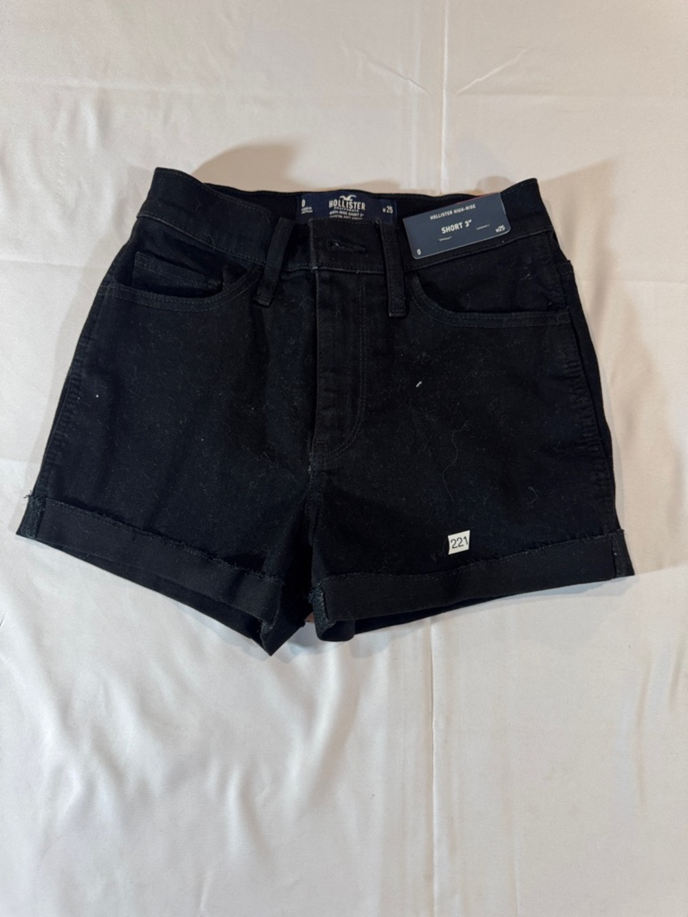 Hollister Black Cuffed Denim Shorts